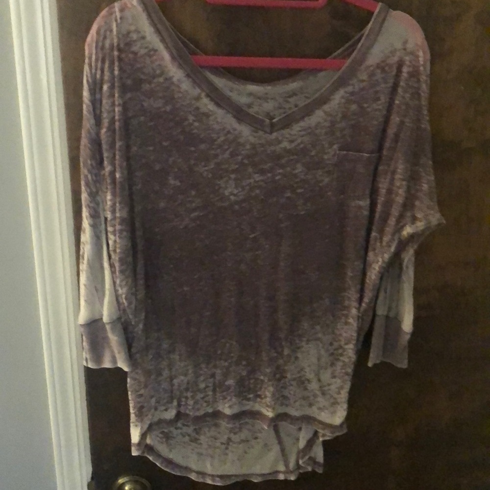 Purple and white long sleeve shirt